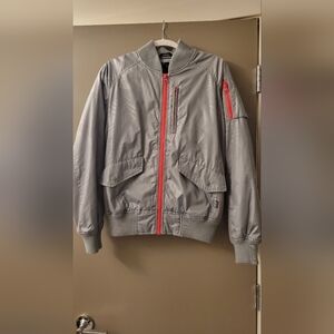 Rocksmith Men's Gray/Red Bomber Jacket Small